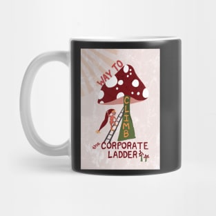 Way to Climb the Corporate Ladder with Swedish gnome and magic mushrooms - yellow, green Mug